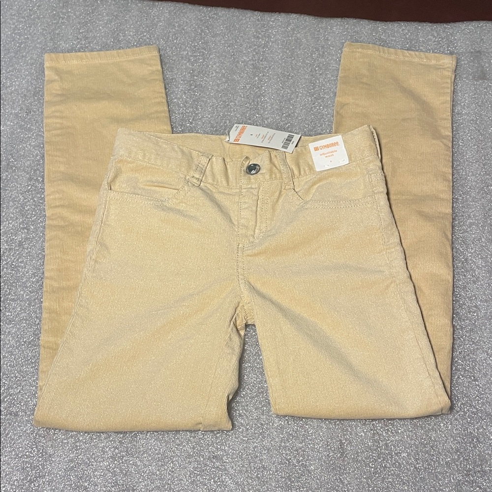 NWT Gymboree Girls Metallic Tan Gold Corduroy Pants Size 8 bows on back pockets